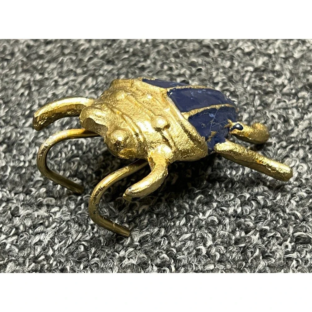 Cast Brass Egyptian Scarab Beetle Paperweight 3” - Vintage!